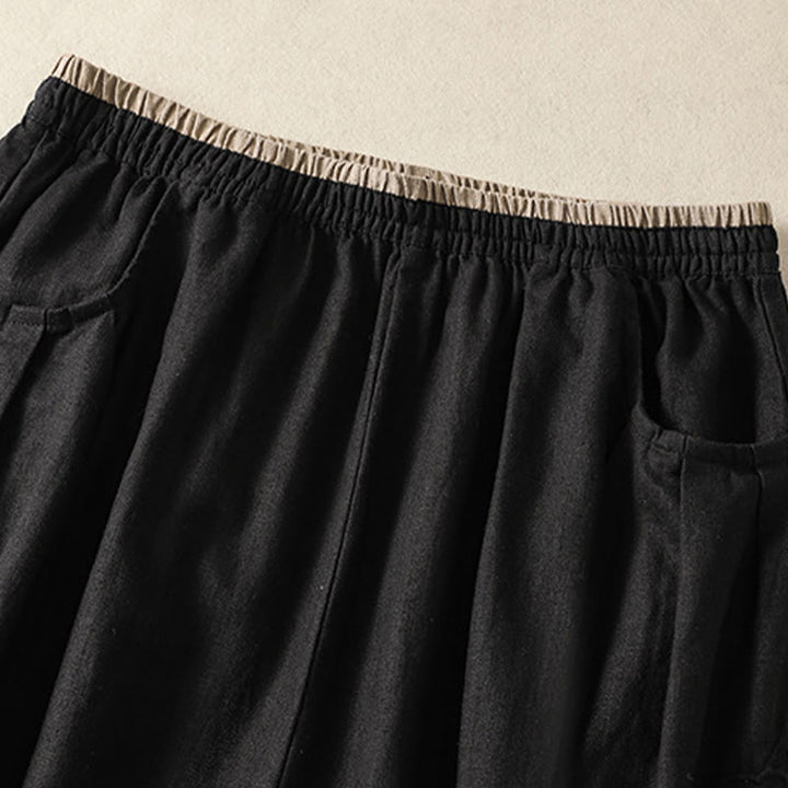 Pantalon sarouel décontracté en coton et lin avec broderie Buddha Stones pour femme, longueur 7-8, avec poches - image 31