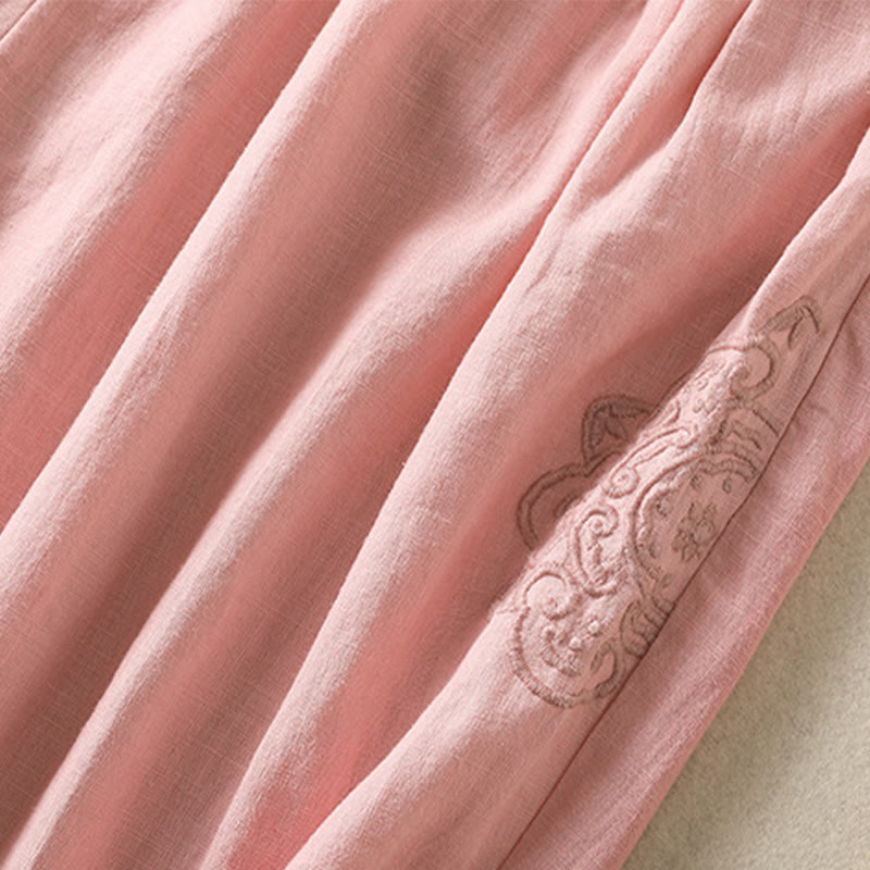 Pantalon sarouel décontracté en coton et lin avec broderie Buddha Stones pour femme, longueur 7-8, avec poches - image 21