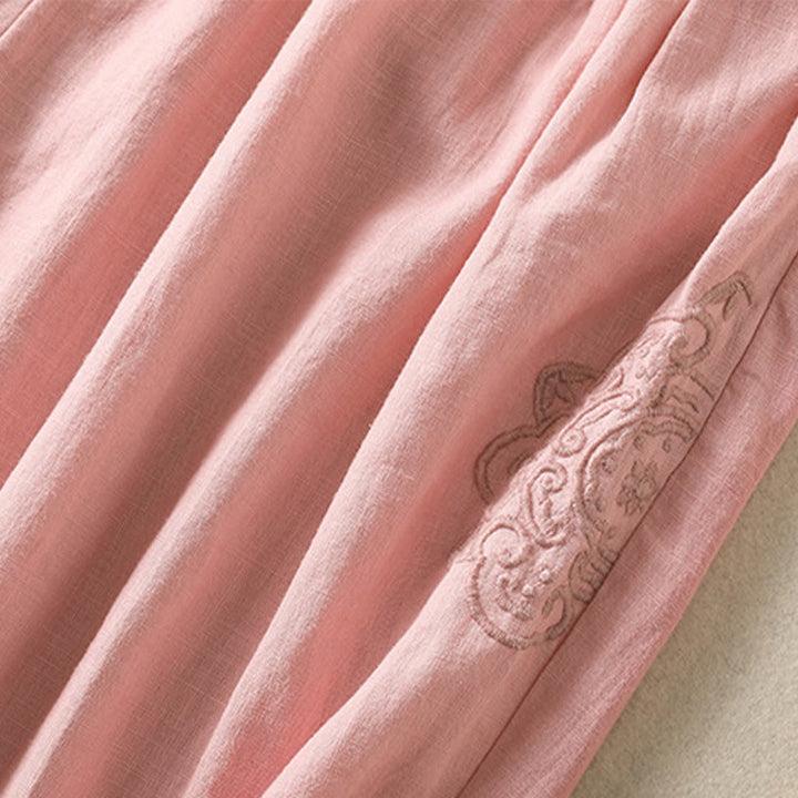 Pantalon sarouel décontracté en coton et lin avec broderie Buddha Stones pour femme, longueur 7-8, avec poches - image 21