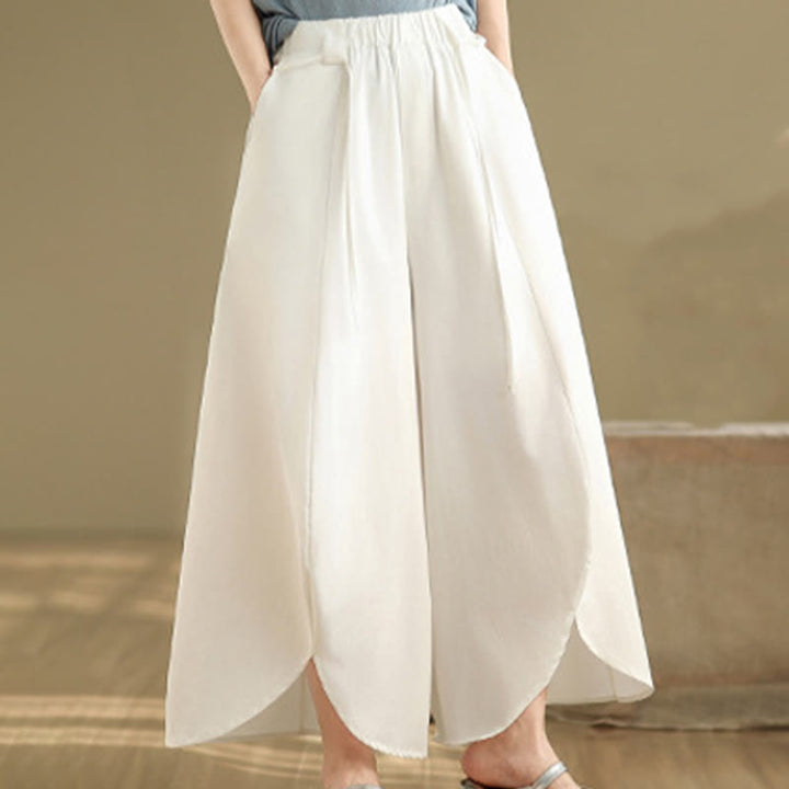 Pantalon large fendu à lacets et poches pour femme, style vintage d'été Buddha Stones - image 11