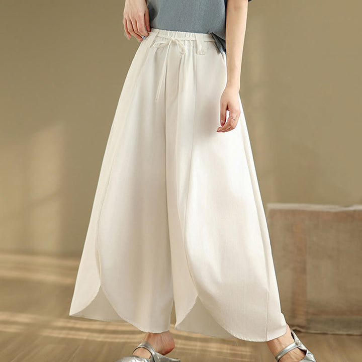 Pantalon large fendu à lacets et poches pour femme, style vintage d'été Buddha Stones - image 10