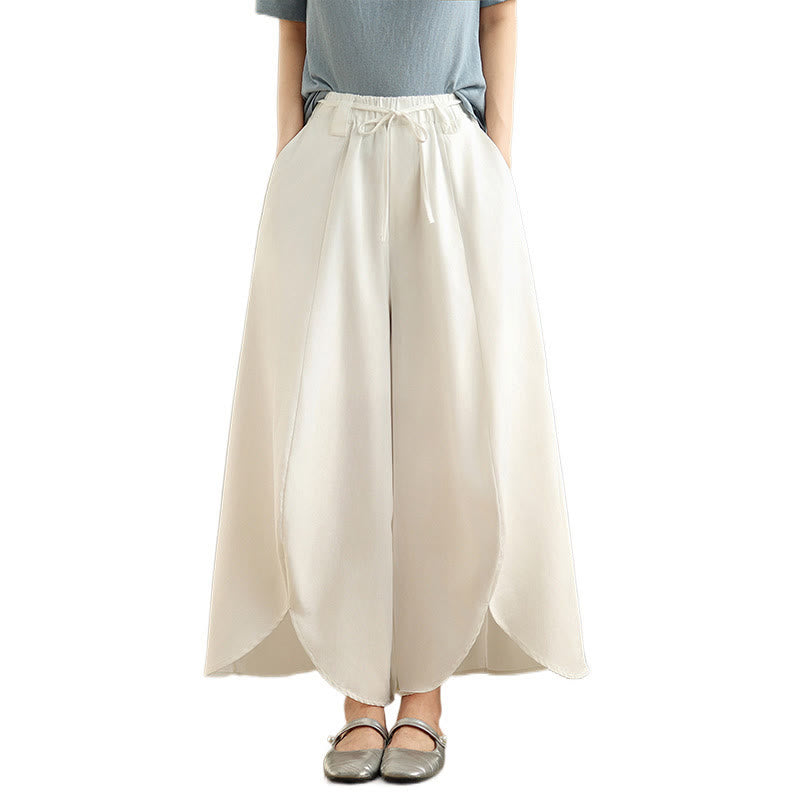 Pantalon large fendu à lacets et poches pour femme, style vintage d'été Buddha Stones - image 15