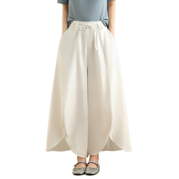 Pantalon large fendu à lacets et poches pour femme, style vintage d'été Buddha Stones - image 15