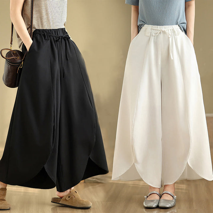 Pantalon large fendu à lacets et poches pour femme, style vintage d'été Buddha Stones - image 16