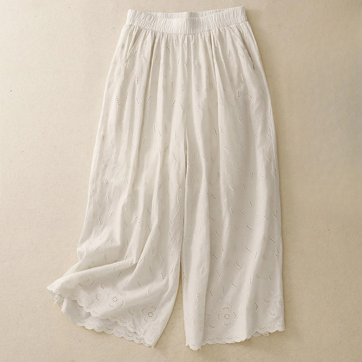 Pantalon large en coton avec poches pour femme , Buddha Stones , patchwork - Beige - US6，UK/AU10，EU38 (XL) - image 11