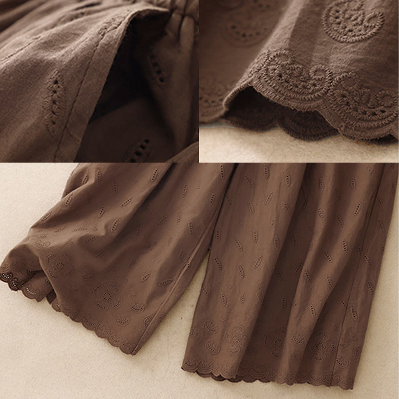 Pantalon large en coton avec poches pour femme , Buddha Stones , patchwork