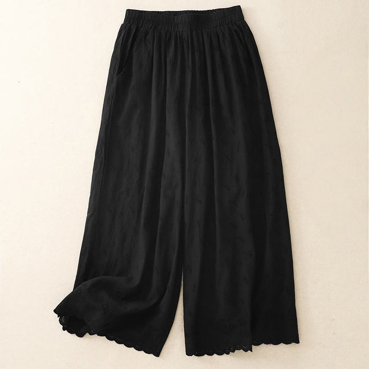 Pantalon large en coton avec poches pour femme , Buddha Stones , patchwork