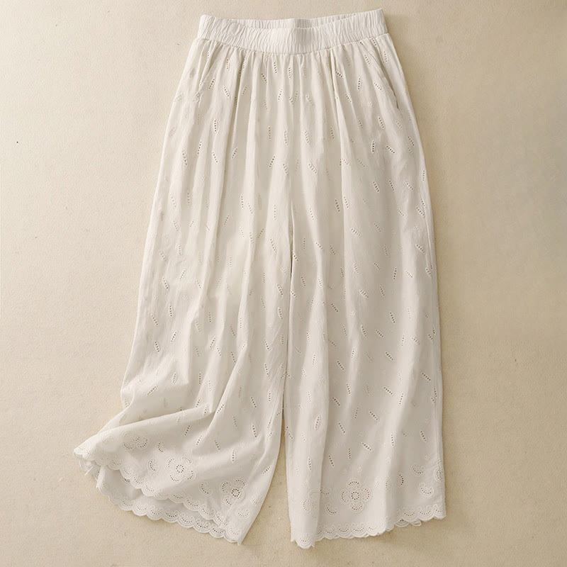 Pantalon large en coton avec poches pour femme , Buddha Stones , patchwork