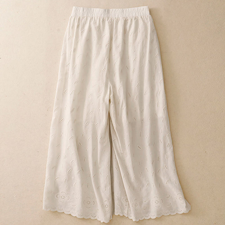 Pantalon large en coton avec poches pour femme , Buddha Stones , patchwork