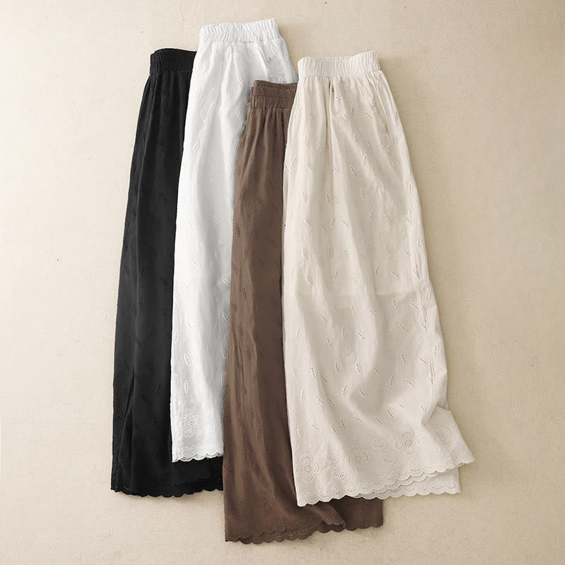 Pantalon large en coton avec poches pour femme , Buddha Stones , patchwork