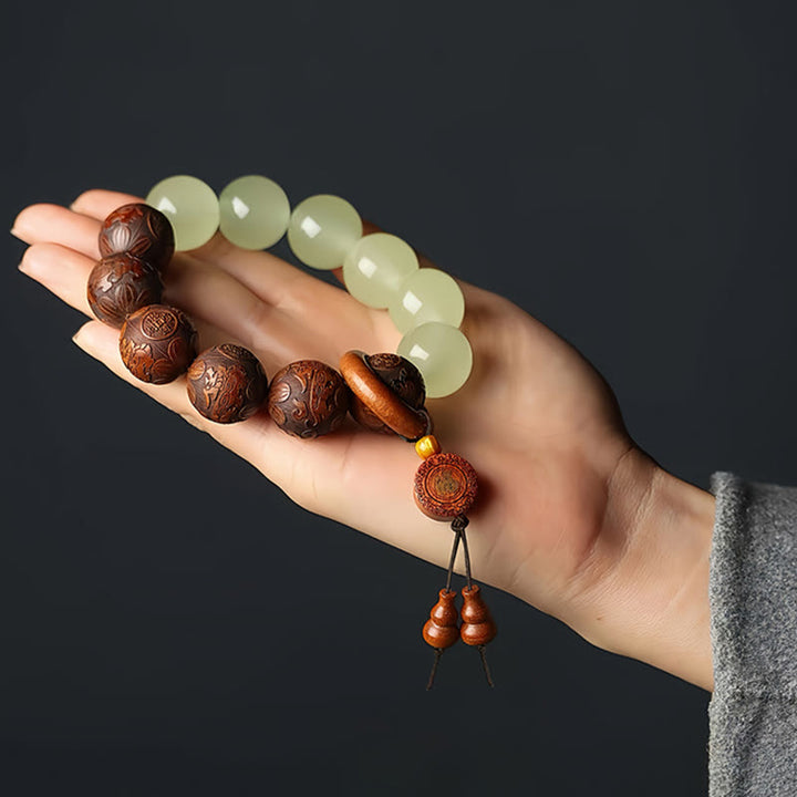 Bracelet de guérison Pixiu Fu gravé sur bois de Sappan Buddha Stones