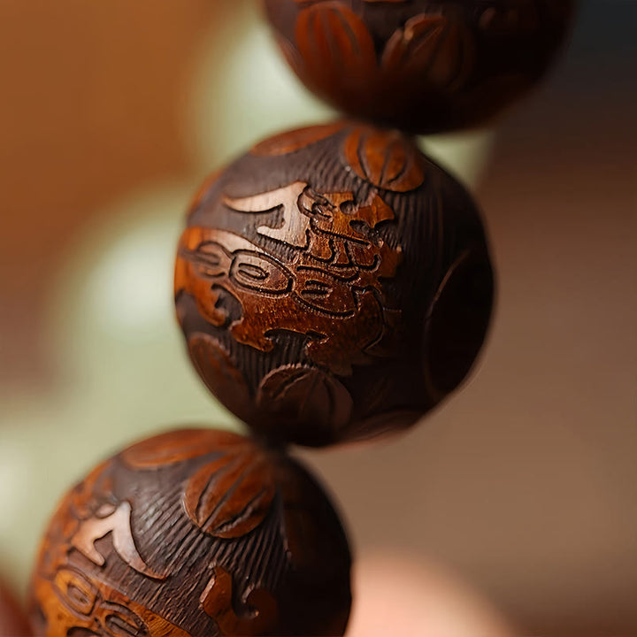 Bracelet de guérison Pixiu Fu gravé sur bois de Sappan Buddha Stones