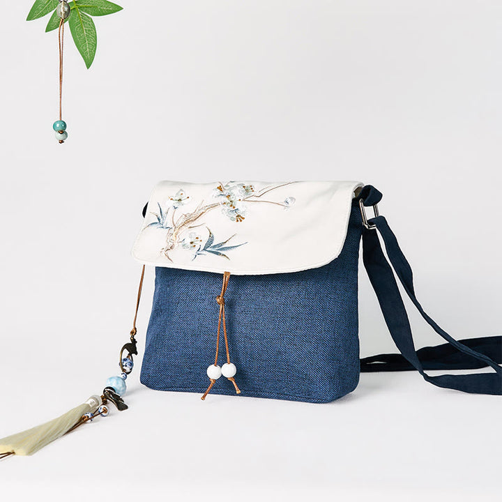 Sac à dos en toile polyester grande capacité brodé à la main avec Buddha Stones