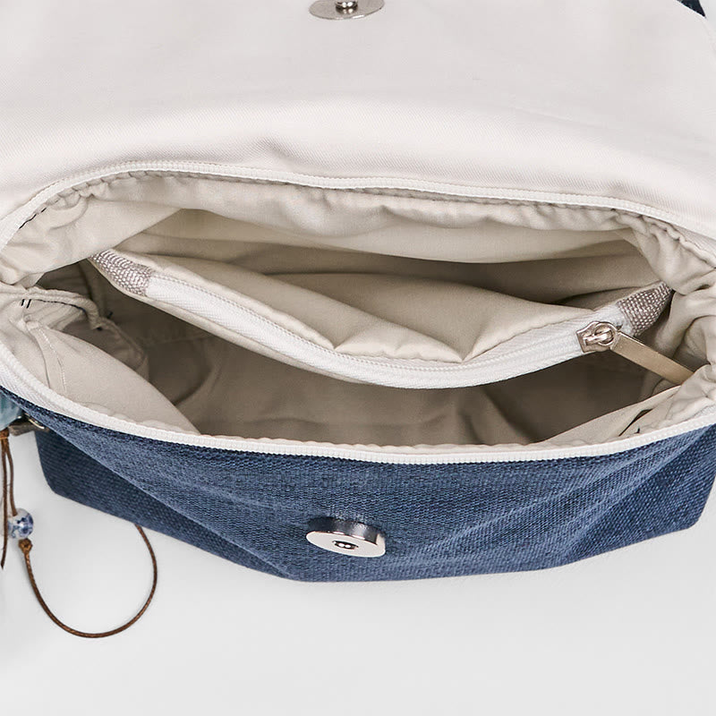 Sac à dos en toile polyester grande capacité brodé à la main avec Buddha Stones