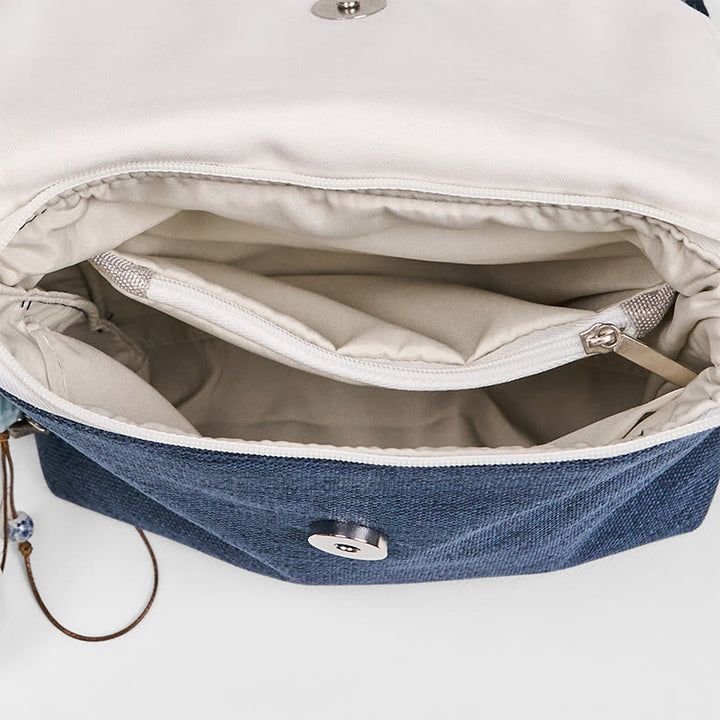 Sac à dos en toile polyester grande capacité brodé à la main avec Buddha Stones