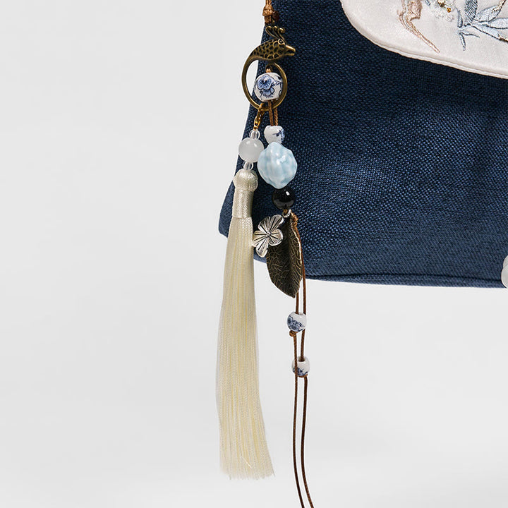 Sac à dos en toile polyester grande capacité brodé à la main avec Buddha Stones