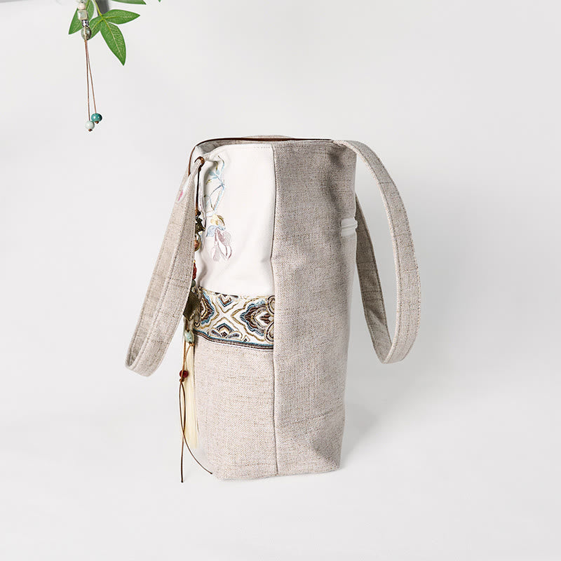 Sac à bandoulière en toile polyester brodé Buddha Stones Magnolia