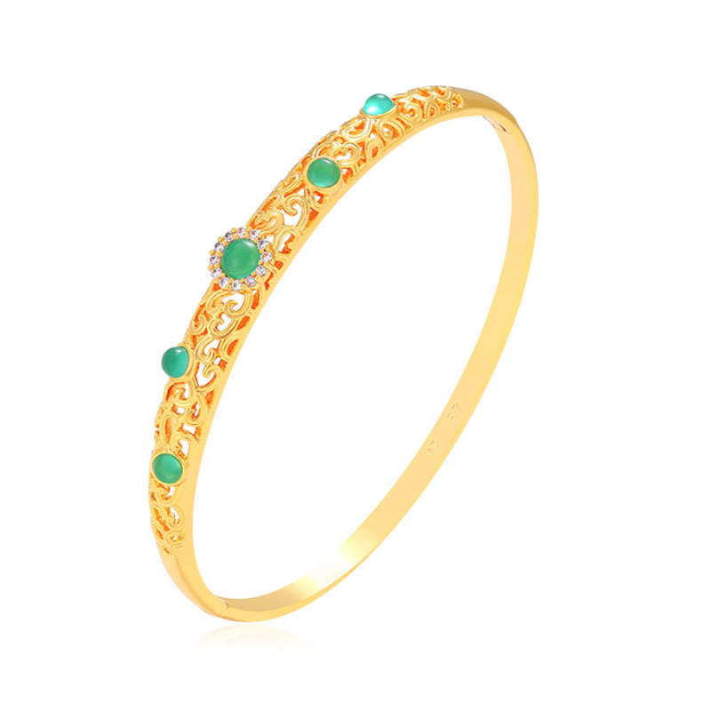 Bracelet jonc porte-bonheur en alliage de zirconium avec Buddha Stones et vigne