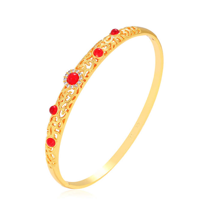 Bracelet jonc porte-bonheur en alliage de zirconium avec Buddha Stones et vigne