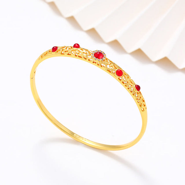 Bracelet jonc porte-bonheur en alliage de zirconium avec Buddha Stones et vigne