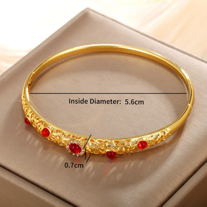 Bracelet jonc porte-bonheur en alliage de zirconium avec Buddha Stones et vigne