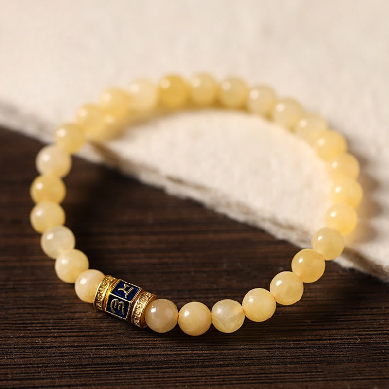 Bracelet de fortune en Buddha Stones , perles de topaze Om Mani Padme Hum