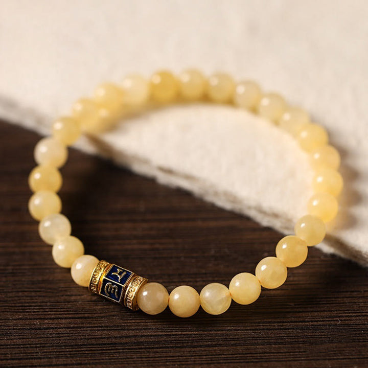 Bracelet de fortune en Buddha Stones , perles de topaze Om Mani Padme Hum
