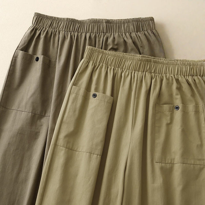 Pantalon large en coton avec poches pour femme, style Buddha Stones , vintage, couleur unie, boutons - image 16