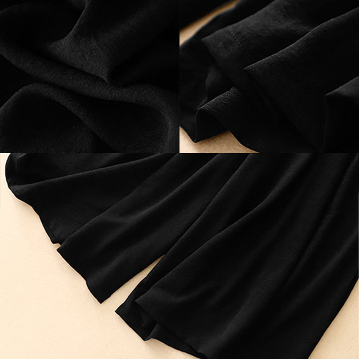 Pantalon court à jambes larges et poches pour femme, style ethnique décontracté et simple, avec cordon de serrage et Buddha Stones - image 11