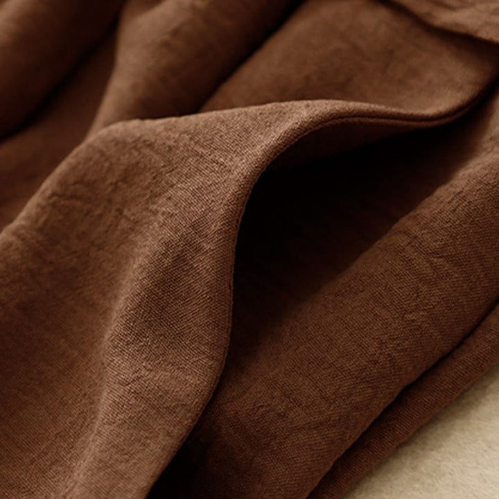 Pantalon court à jambes larges et poches pour femme, style ethnique décontracté et simple, avec cordon de serrage et Buddha Stones - image 4