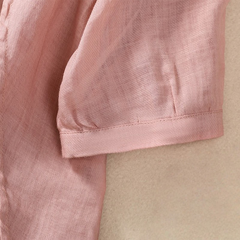 Cardigan décontracté à manches trois-quarts en coton et lin pour femme, col montant, Buddha Stones , à volants, style quotidien - image 28