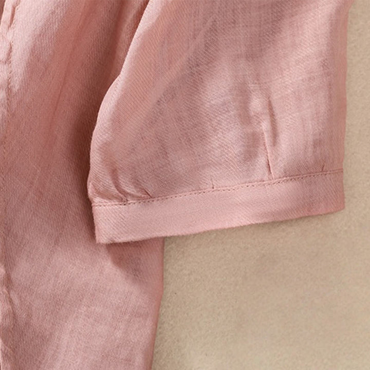 Cardigan décontracté à manches trois-quarts en coton et lin pour femme, col montant, Buddha Stones , à volants, style quotidien - image 28