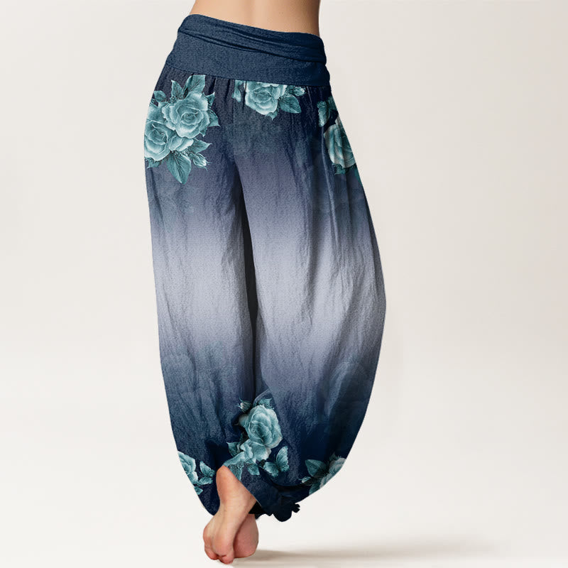 Pantalon sarouel décontracté à taille élastique pour femme, motif Buddha Stones, roses et feuilles - image 7
