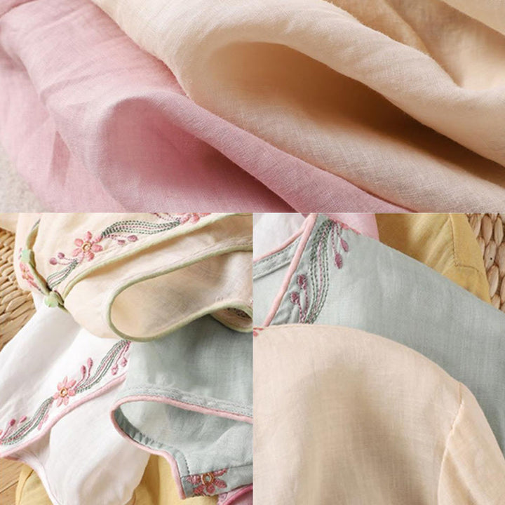 Chemise en coton à manches trois-quarts pour femme, motif Buddha Stones, style rétro, broderie, boutons, printemps - image 8