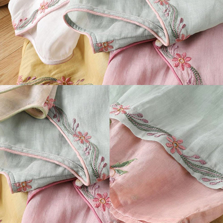 Chemise en coton à manches trois-quarts pour femme, motif Buddha Stones, style rétro, broderie, boutons, printemps - image 9