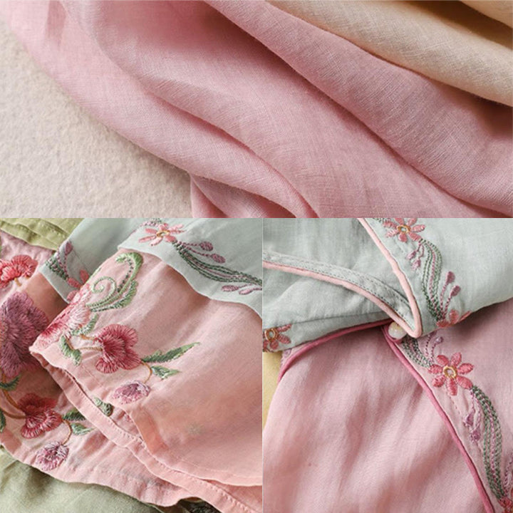 Chemise en coton à manches trois-quarts pour femme, motif Buddha Stones, style rétro, broderie, boutons, printemps - image 10