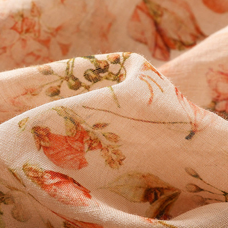 Chemise d'été décontractée à manches longues en coton et lin pour femme, avec imprimé Buddha Stones et boutons grenouille - image 8