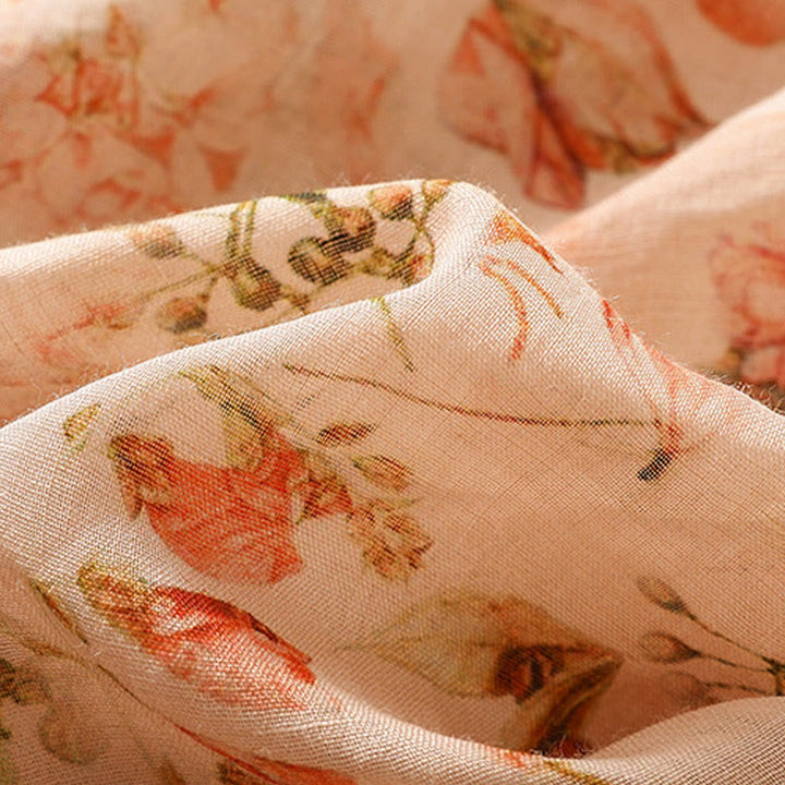 Chemise d'été décontractée à manches longues en coton et lin pour femme, avec imprimé Buddha Stones et boutons grenouille