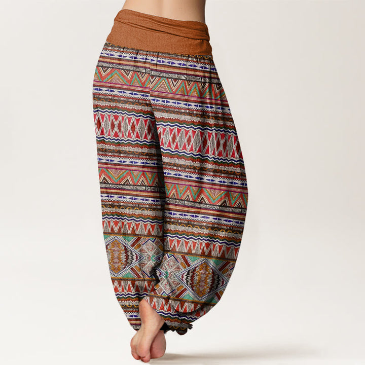 Pantalon sarouel décontracté à taille élastique pour femme, style tribal, motif géométrique, motif Buddha Stones - image 2