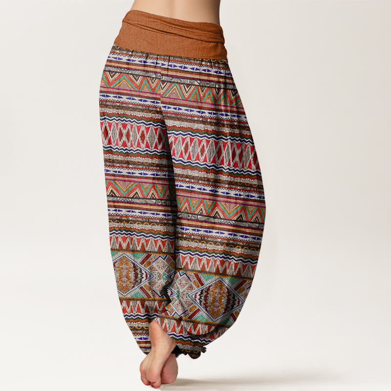 Pantalon sarouel décontracté à taille élastique pour femme, style tribal, motif géométrique, motif Buddha Stones - image 3