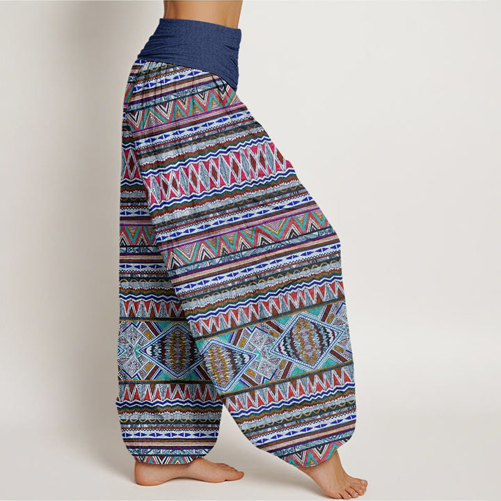 Pantalon sarouel décontracté à taille élastique pour femme, style tribal, motif géométrique, motif Buddha Stones - image 9