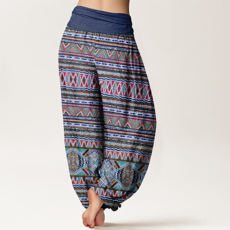 Pantalon sarouel décontracté à taille élastique pour femme, style tribal, motif géométrique, motif Buddha Stones - image 10