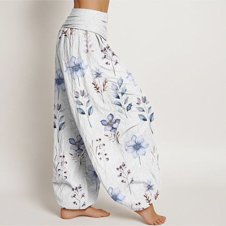 Pantalon sarouel décontracté à taille élastique pour femme, motif floral délicat et feuilles, motif Buddha Stones - image 9