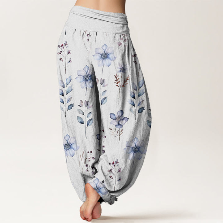 Pantalon sarouel décontracté à taille élastique pour femme, motif floral délicat et feuilles, motif Buddha Stones - image 10