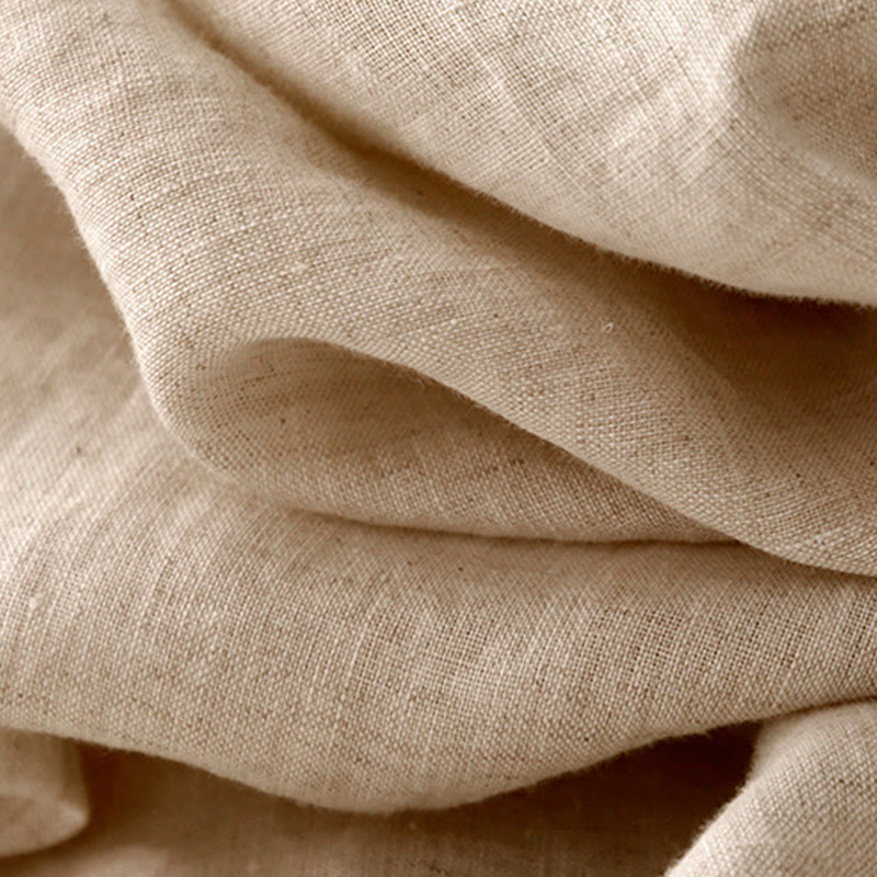 Robe mi-longue décontractée en coton et lin avec poches, motif Buddha Stones, couleur unie, design simple, taille haute, manches courtes - image 7