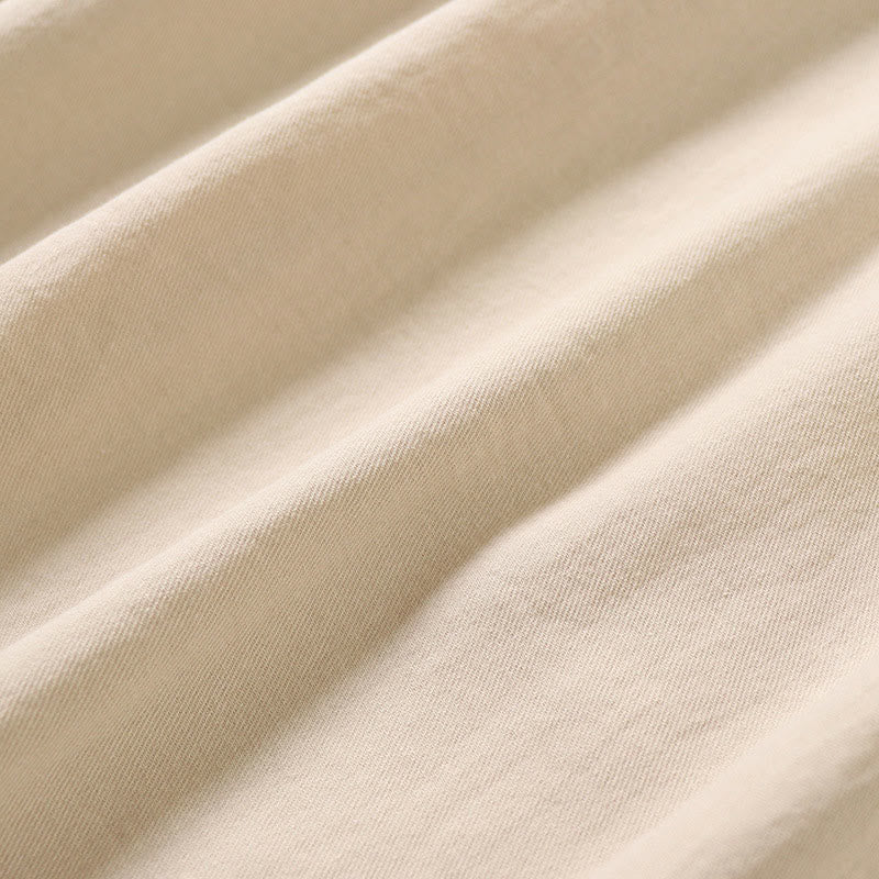 Robe mi-longue décontractée en coton et lin avec broderie géométrique artistique et boutons sur le devant, manches longues lanternes - image 18