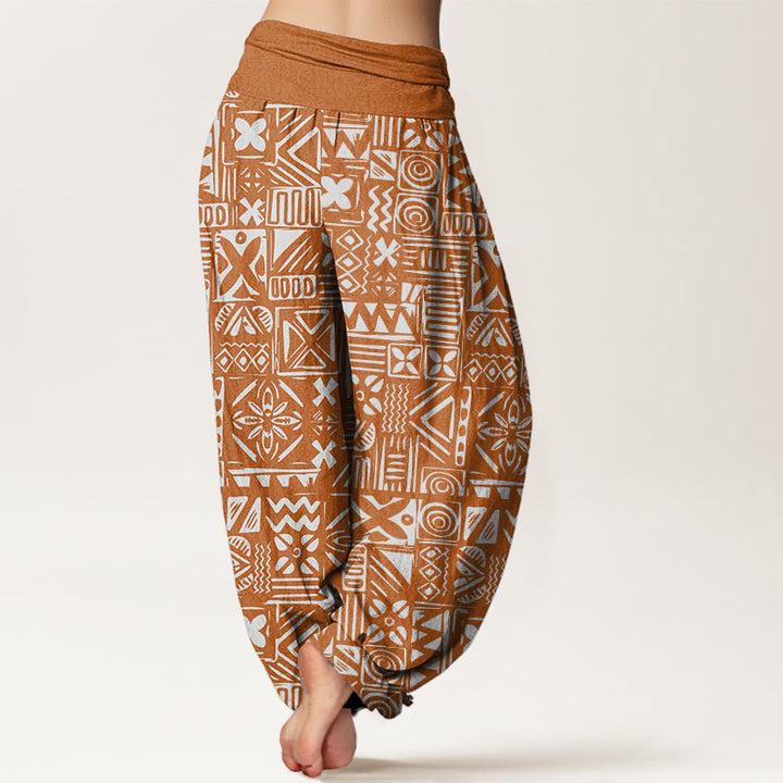 Pantalon sarouel décontracté à taille élastique pour femme, motif géométrique d'inspiration tribale, Buddha Stones - image 3