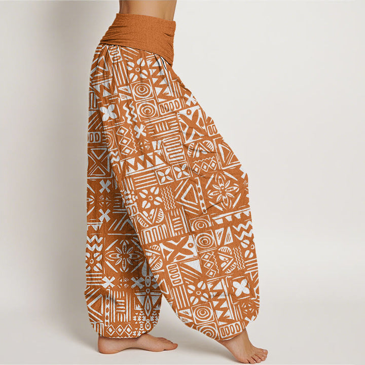 Pantalon sarouel décontracté à taille élastique pour femme, motif géométrique d'inspiration tribale, Buddha Stones - image 2