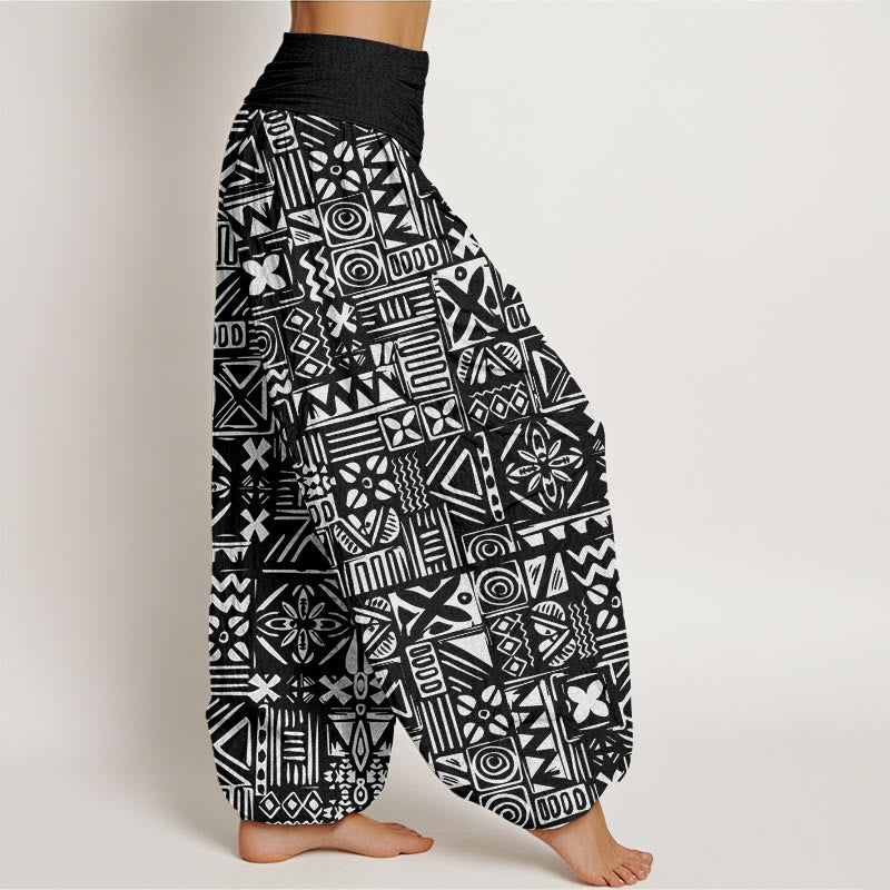 Pantalon sarouel décontracté à taille élastique pour femme, motif géométrique d'inspiration tribale, Buddha Stones - image 6