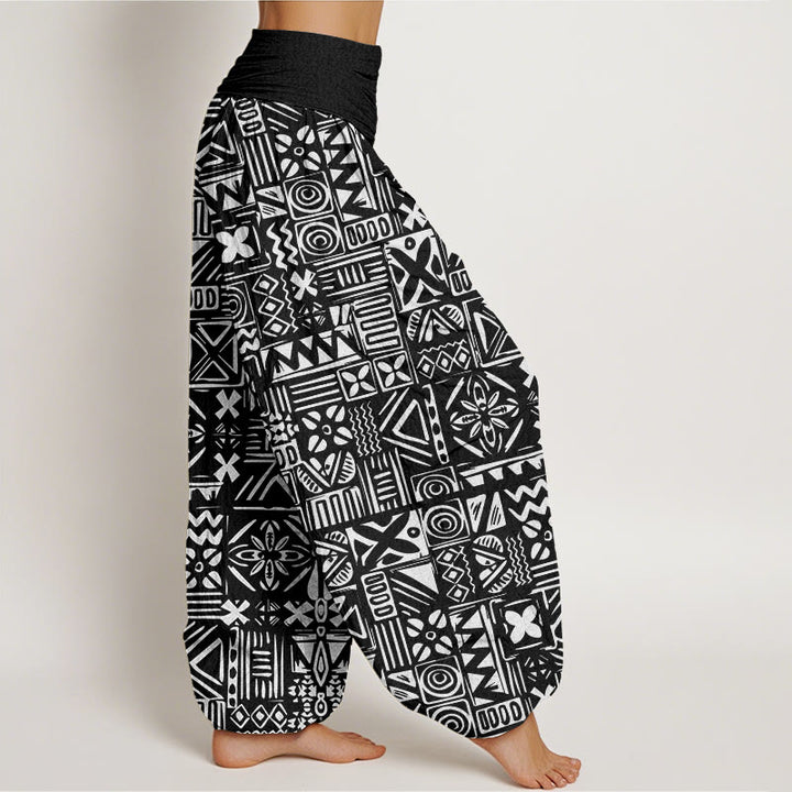 Pantalon sarouel décontracté à taille élastique pour femme, motif géométrique d'inspiration tribale, Buddha Stones - image 6